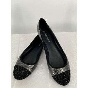 Donald J Pliner Womens Black Snakeskin Embellished Ballet Flats Size 9M